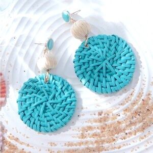 Turquoise Bohemian Rattan Round Drop Earrings ER11